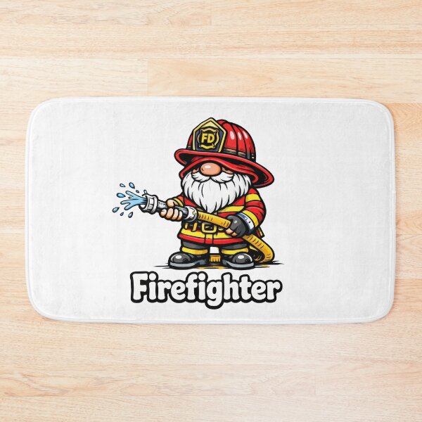Item preview, Firefighter Gnome – Cute Fireman Holding Hose Cartoon Design designed and sold by Moriarty's Digital Visions.