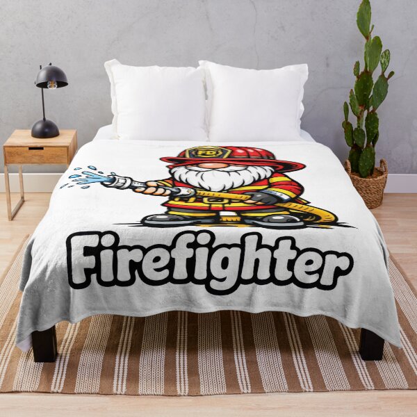 Item preview, Firefighter Gnome – Cute Fireman Holding Hose Cartoon Design designed and sold by Moriarty's Digital Visions.