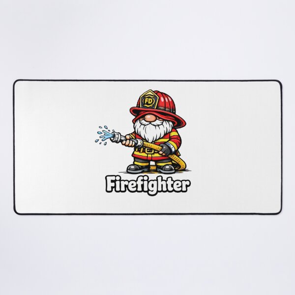Item preview, Firefighter Gnome – Cute Fireman Holding Hose Cartoon Design designed and sold by Moriarty's Digital Visions.