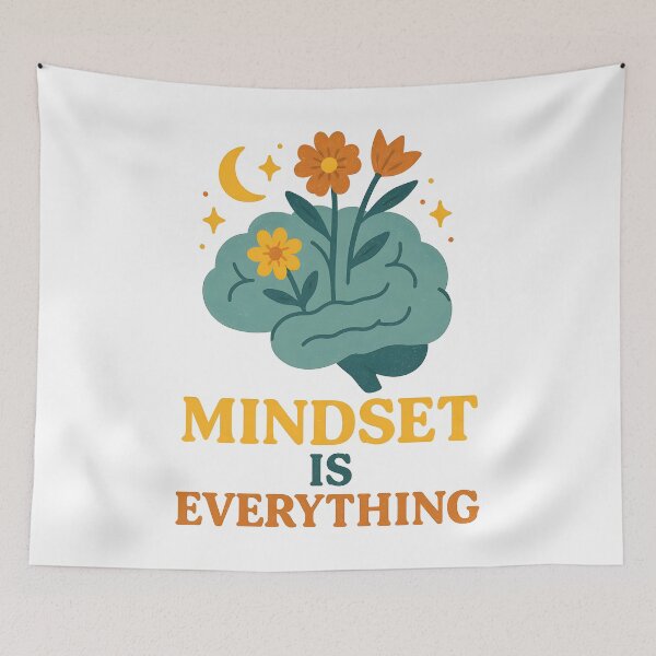 Item preview, Mindset Is Everything Floral Brain Inspirational Quote. designed and sold by The-T-In-Retro.