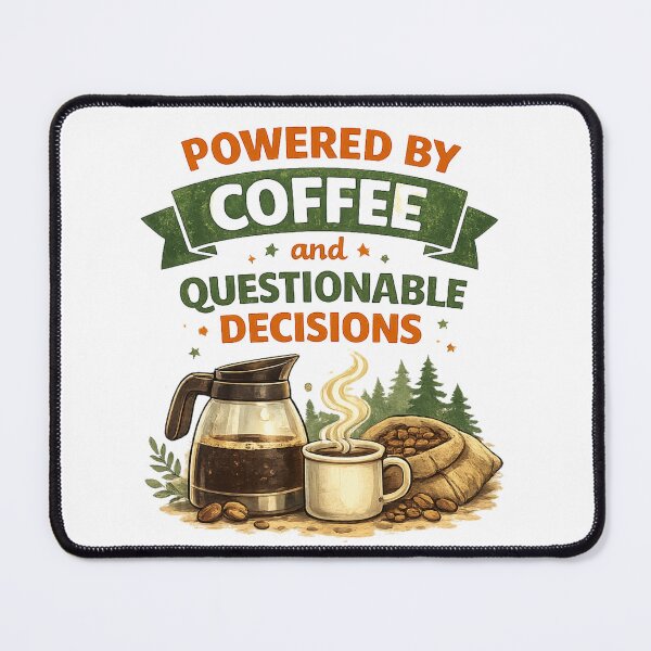 Item preview, Powered by Coffee and Questionable Decisions designed and sold by PossumsWorkshop.