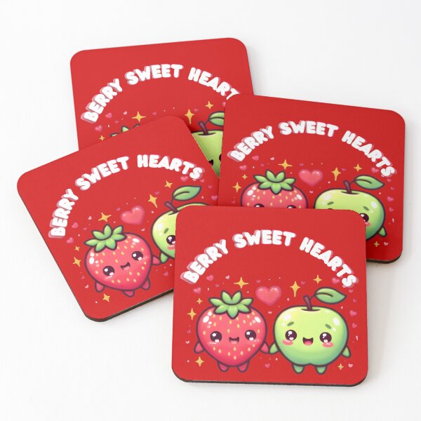 Item preview, Berry Sweet Hearts – Cute Strawberry and Apple Couple Valentine Love Illustration designed and sold by HopeAndHustle.