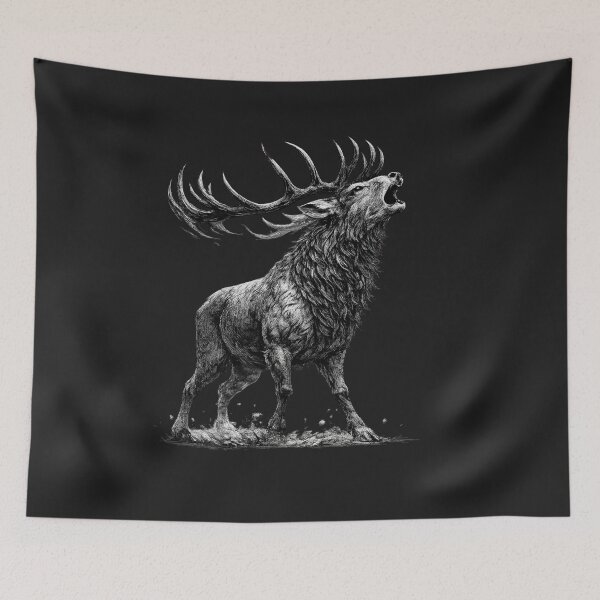 Item preview, Roaring Stag Tribal Line Art designed and sold by acsai.