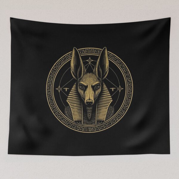 Item preview, Ancient Egyptian Anubis God Gold Mandala - Mythology Art designed and sold by YTAStudio.