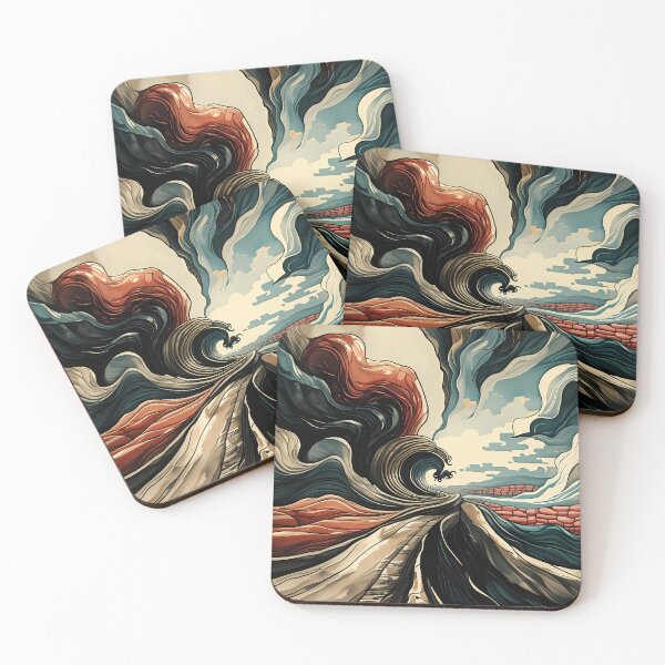 Item preview, Surreal Wave Canyon: Dreamlike Ocean & Desert Landscape Art designed and sold by artearcade.