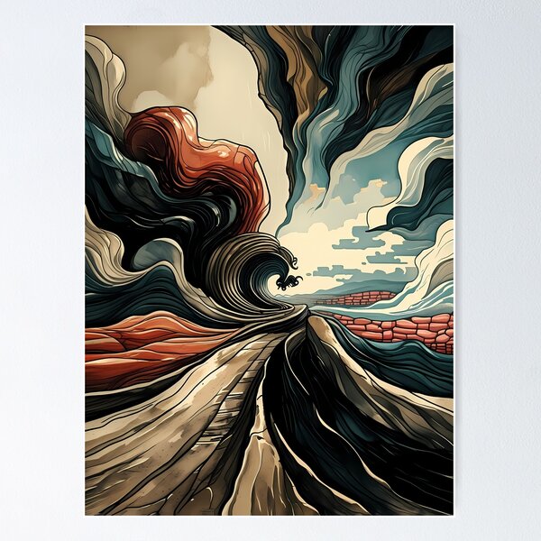 Item preview, Surreal Wave Canyon: Dreamlike Ocean & Desert Landscape Art designed and sold by artearcade.