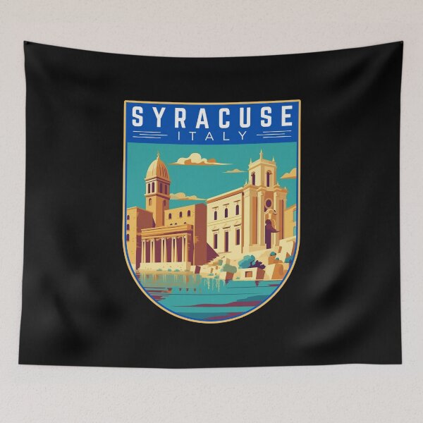 Item preview, Syracuse in Sicily, Italy, Vintage Travel Art Badge designed and sold by MaateoDesign.