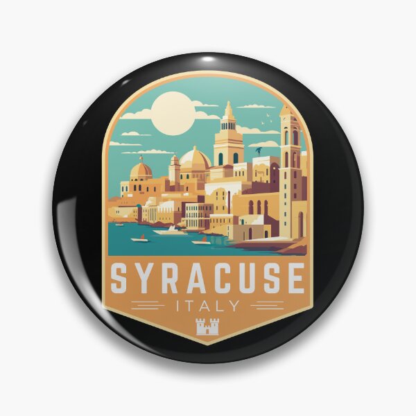 Item preview, Syracuse in Sicily, Italy Retro Travel Art Badge designed and sold by MaateoDesign.