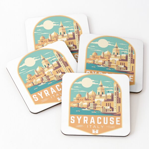 Item preview, Syracuse in Sicily, Italy Retro Travel Art Badge designed and sold by MaateoDesign.