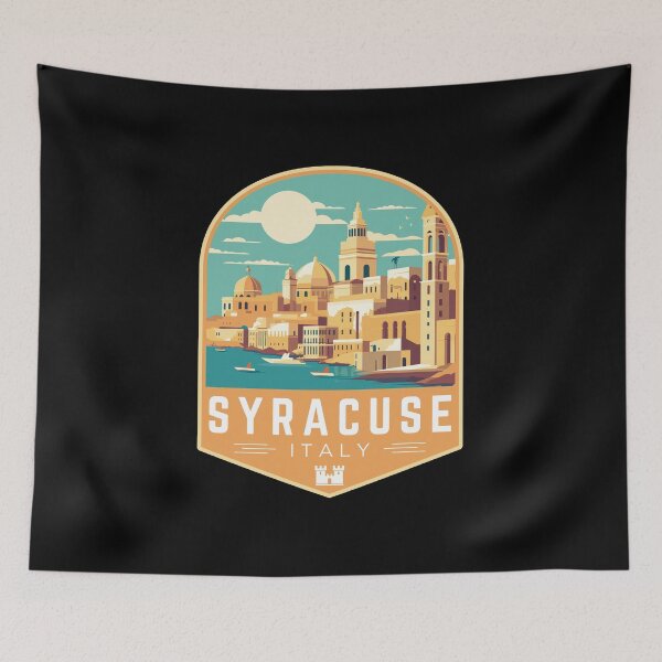 Item preview, Syracuse in Sicily, Italy Retro Travel Art Badge designed and sold by MaateoDesign.