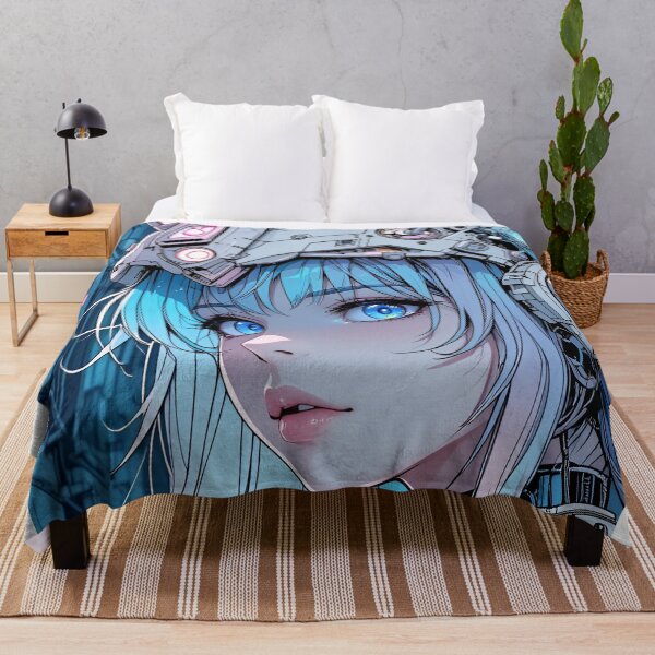 Item preview, Cyberpunk Android Girl with Neon Blue Eyes | Futuristic Anime Art designed and sold by Dyan4.