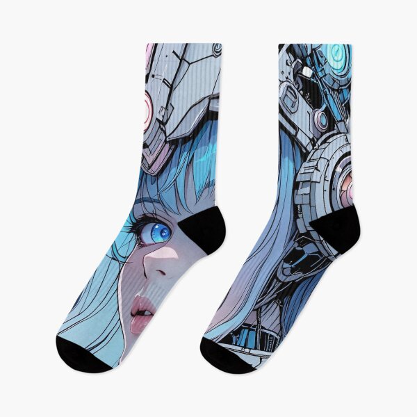 Item preview, Cyberpunk Android Girl with Neon Blue Eyes | Futuristic Anime Art designed and sold by Dyan4.