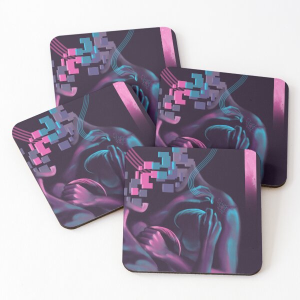 Item preview, Neon Couple Art Print Purple & Blue Romantic Illustration designed and sold by he-art-beats.