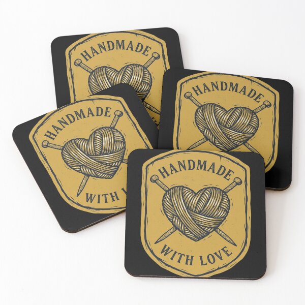 Item preview, Handmade With Love - Vintage Gold Knitting Heart Badge designed and sold by devilfronty.