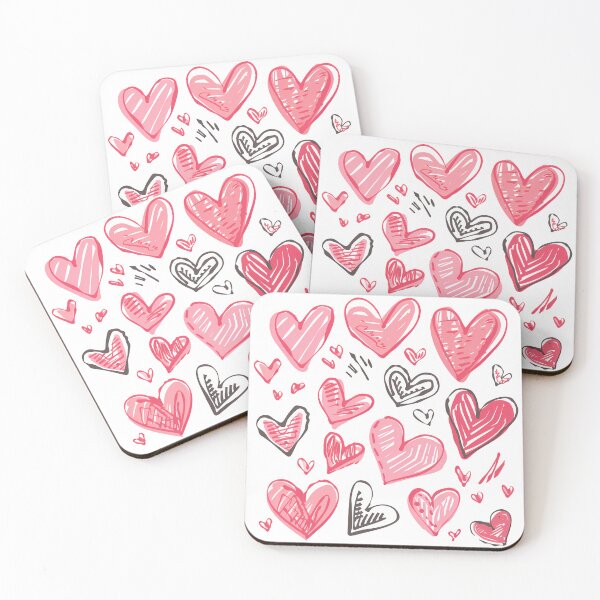 Item preview, Pink Doodle Hearts Valentines Day - Cute Textured Hand-Drawn Love Hearts Scatter Art Print designed and sold by DesignArtist.ia.