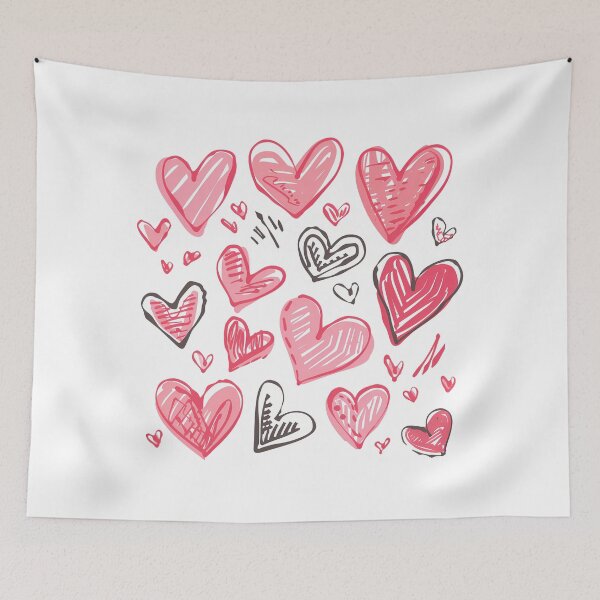 Item preview, Pink Doodle Hearts Valentines Day - Cute Textured Hand-Drawn Love Hearts Scatter Art Print designed and sold by DesignArtist.ia.