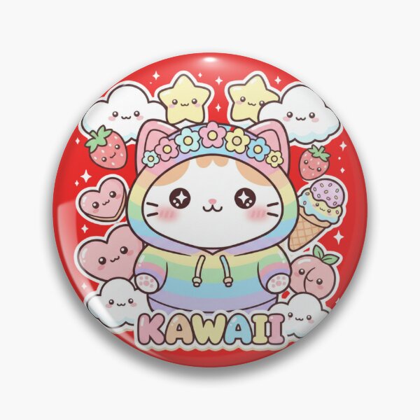 Artikelvorschau, Pastel Rainbow Kawaii Kitty – Cute Floral Cat Hoodie entworfen und verkauft von ValeriValera.