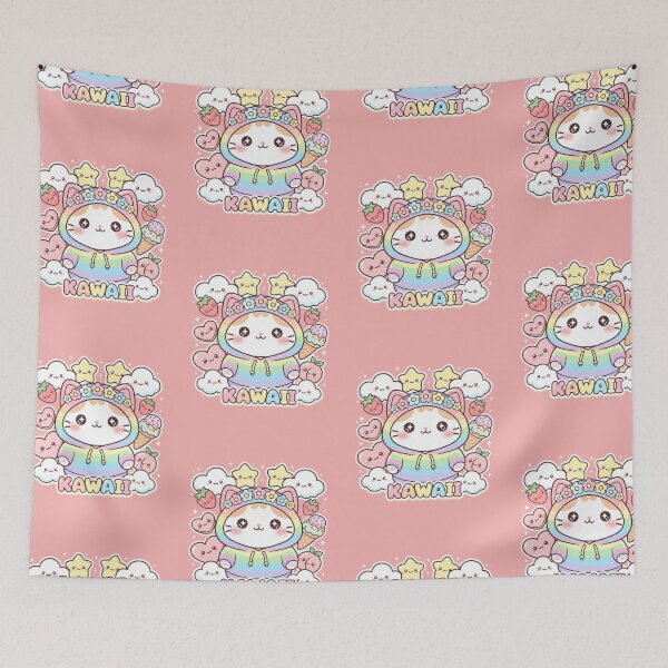 Item preview, Pastel Rainbow Kawaii Kitty – Cute Floral Cat Hoodie designed and sold by ValeriValera.