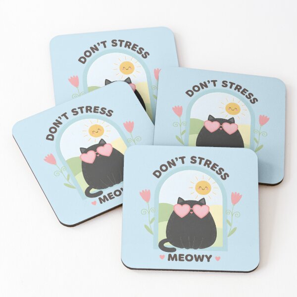Item preview, Don't Stress Meowy - Cute Black Cat Kawaii Pun designed and sold by GiftsCreek.