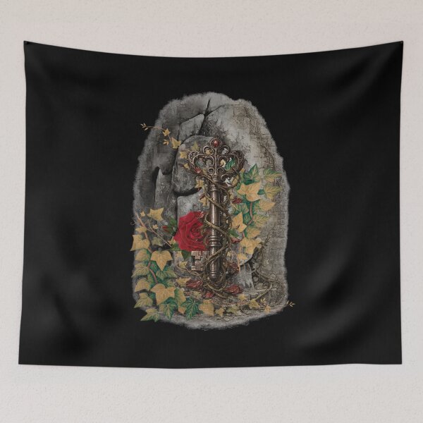 Item preview, Copy of Gothic Mirror with Red Roses Vines Stone Wall – Dark Fantasy Haunted Art designed and sold by DarkRomanceMom.