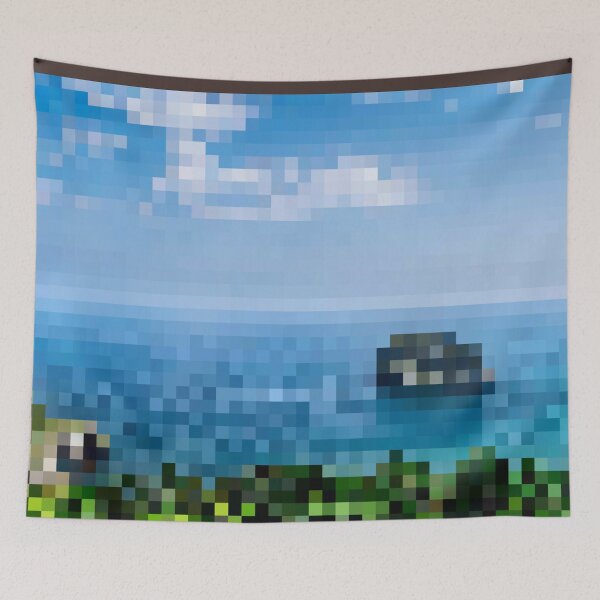 Item preview, Pixelated Coastline Island Scene designed and sold by Potato Quality Prints.