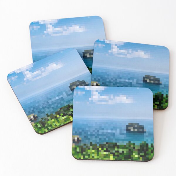 Item preview, Pixelated Coastline Island Scene designed and sold by Potato Quality Prints.