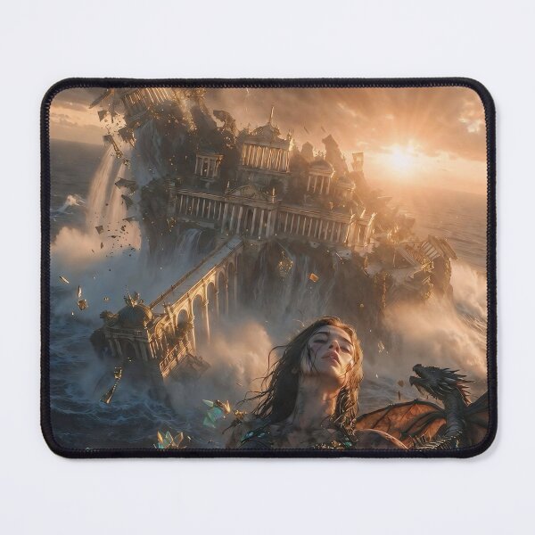 Item preview, Atlantis Final Fall – Queen & Dragon in Sinking Palace designed and sold by SunsetAngelsAI.