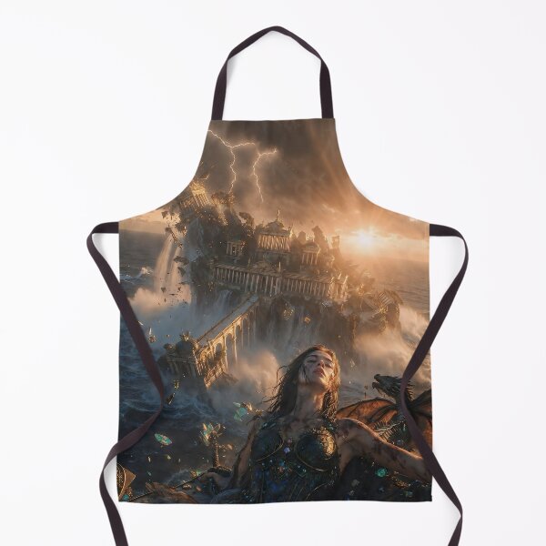 Item preview, Atlantis Final Fall – Queen & Dragon in Sinking Palace designed and sold by SunsetAngelsAI.