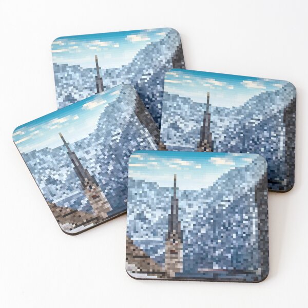 Item preview, Pixelated Mountainous Winter Church Scene designed and sold by Potato Quality Prints.