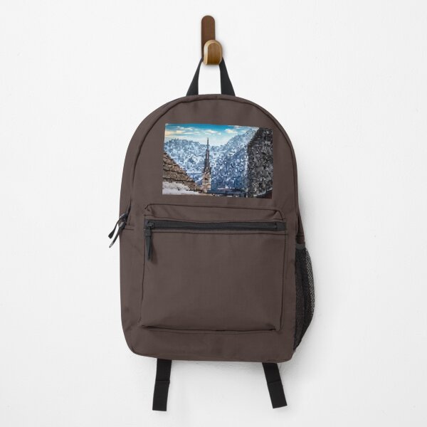 Item preview, Pixelated Mountainous Winter Church Scene designed and sold by Potato Quality Prints.