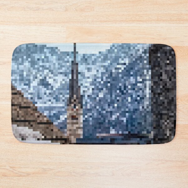 Item preview, Pixelated Mountainous Winter Church Scene designed and sold by Potato Quality Prints.