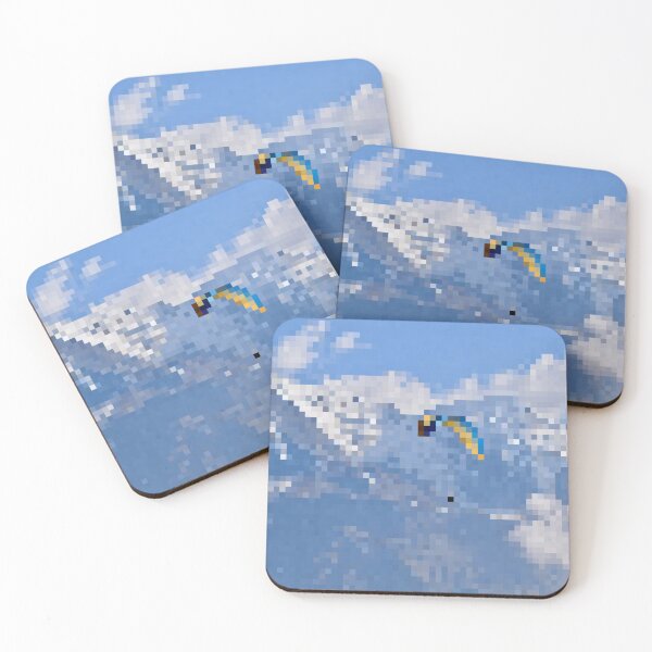 Item preview, Pixelated Paraglider & Snowy Mountain Scene designed and sold by Potato Quality Prints.