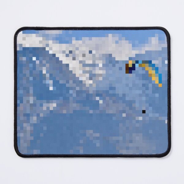 Item preview, Pixelated Paraglider & Snowy Mountain Scene designed and sold by Potato Quality Prints.