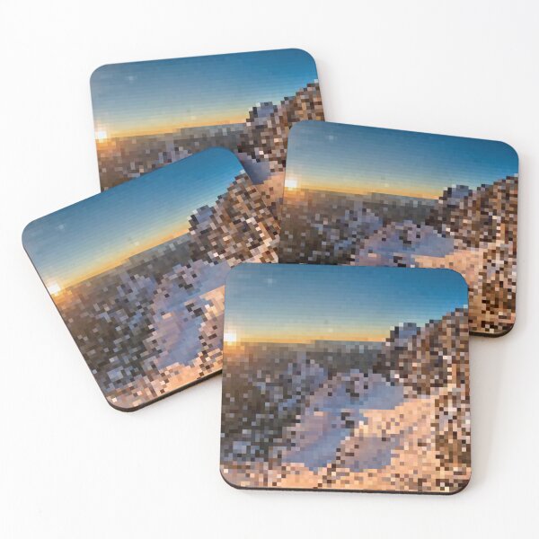 Item preview, Pixelated Snowy Mountain Sunrise Scene designed and sold by Potato Quality Prints.