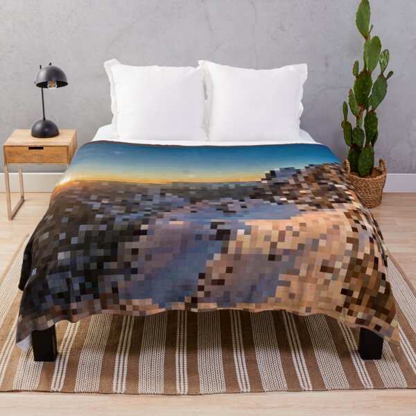 Item preview, Pixelated Snowy Mountain Sunrise Scene designed and sold by Potato Quality Prints.