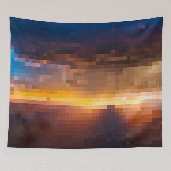 Item preview, Pixelated Mountainous Sunrise Scene designed and sold by Potato Quality Prints.
