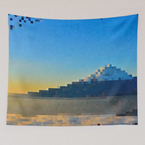 Item preview, Pixelated Morning Mountain Scene designed and sold by Potato Quality Prints.