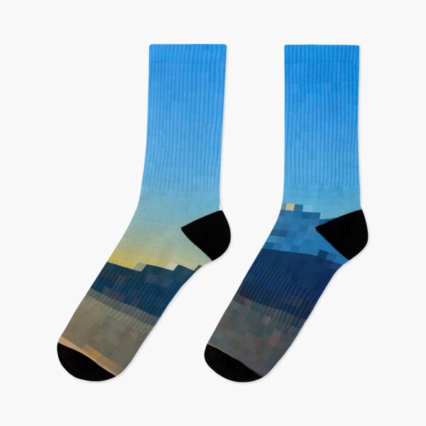 Item preview, Pixelated Morning Mountain Scene designed and sold by Potato Quality Prints.
