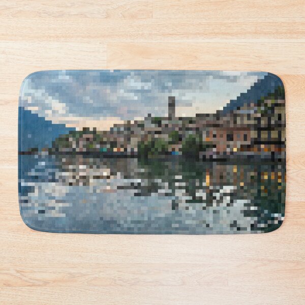 Item preview, Pixelated Waterfront Town Scene designed and sold by Potato Quality Prints.