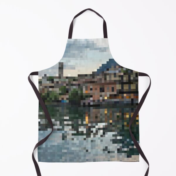 Item preview, Pixelated Waterfront Town Scene designed and sold by Potato Quality Prints.