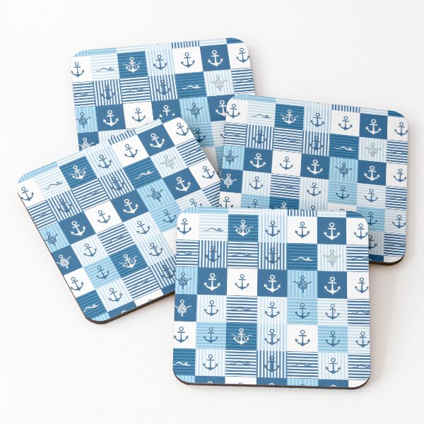 Item preview, Blue Nautical Anchor and Rope Seamless Patchwork Pattern designed and sold by CharlieDesings.