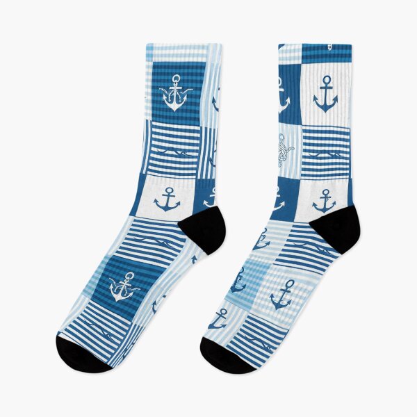 Item preview, Blue Nautical Anchor and Rope Seamless Patchwork Pattern designed and sold by CharlieDesings.