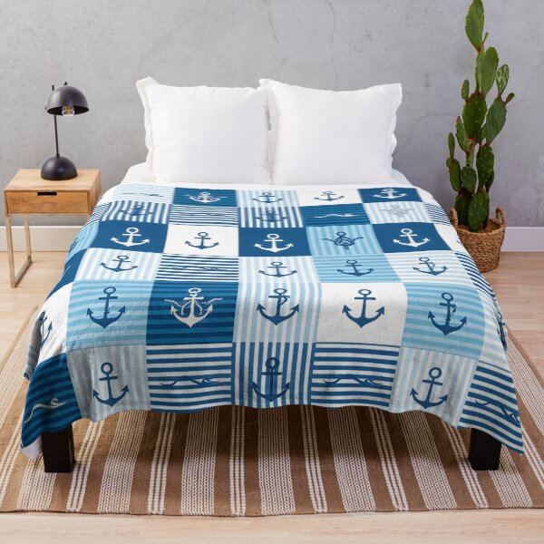 Item preview, Blue Nautical Anchor and Rope Seamless Patchwork Pattern designed and sold by CharlieDesings.