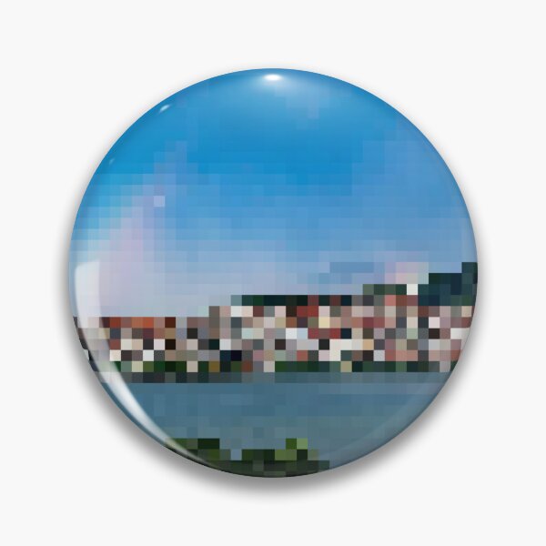 Item preview, Pixelated Lakefront Village Scene designed and sold by Potato Quality Prints.