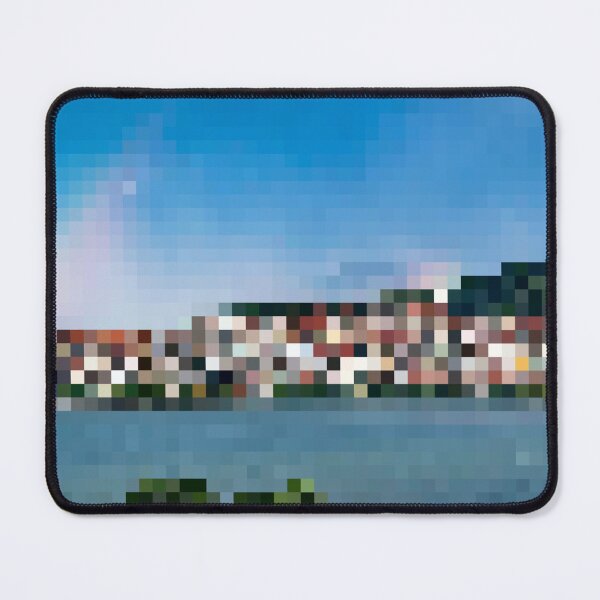 Item preview, Pixelated Lakefront Village Scene designed and sold by Potato Quality Prints.