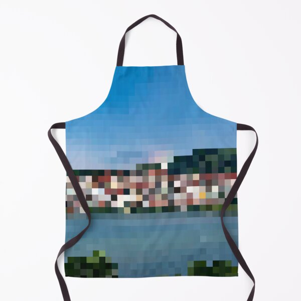 Item preview, Pixelated Lakefront Village Scene designed and sold by Potato Quality Prints.