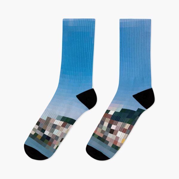 Item preview, Pixelated Lakefront Village Scene designed and sold by Potato Quality Prints.