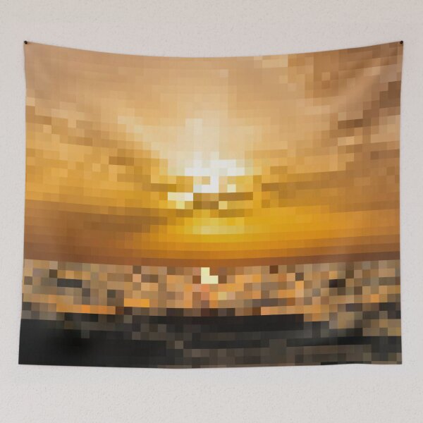 Item preview, Pixelated Ocean Sunrise Scene designed and sold by Potato Quality Prints.