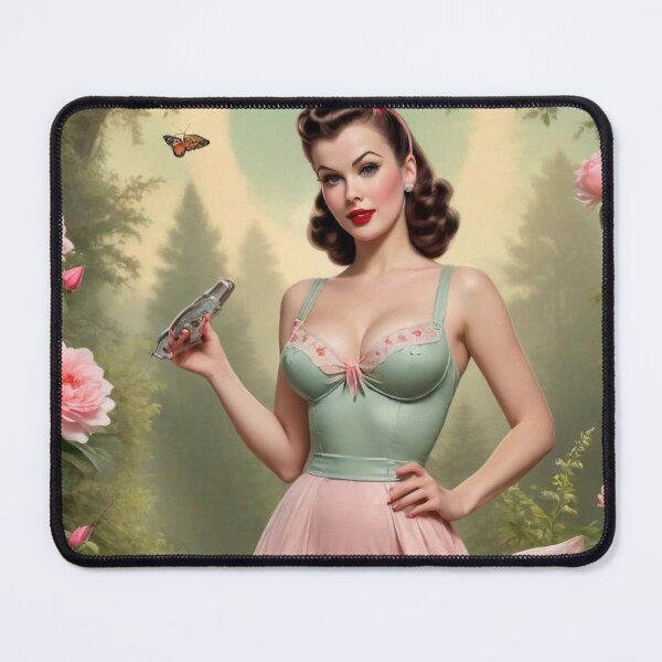 Item preview, Vintage Garden Goddess Pin-Up Illustration | 1940s Americana Floral Art designed and sold by MissSaylor.