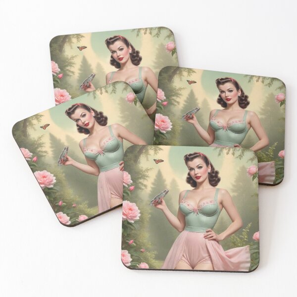 Item preview, Vintage Garden Goddess Pin-Up Illustration | 1940s Americana Floral Art designed and sold by MissSaylor.